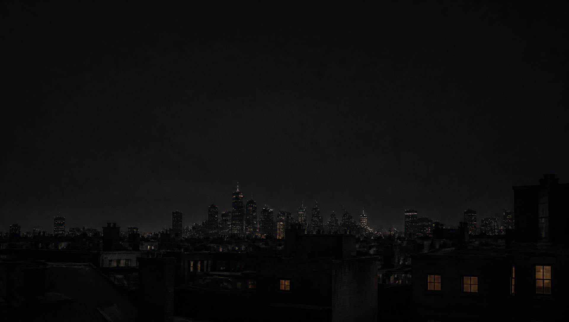 Melbourne rooftops at night with warm window lights